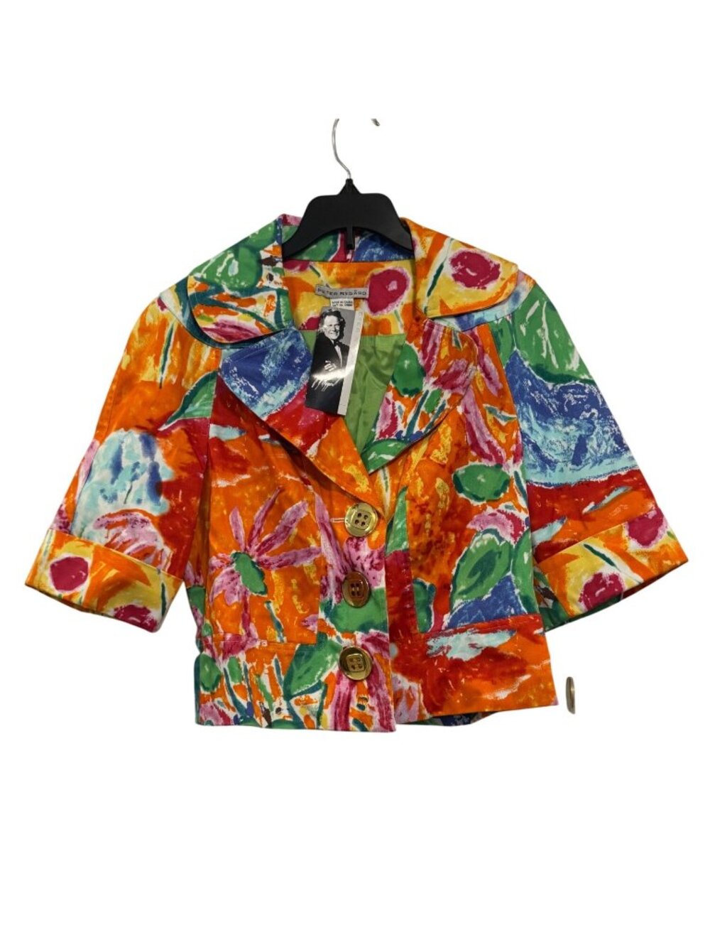 Peter Nygard Womens Blazer jacket size 8 Short-Sleeve Floral Cropped NWT - Picture 2 of 8